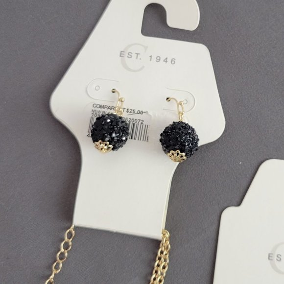 NWT CATO Sparkly Gold & Black Costume Necklace, Bracelet, & Earrings Set - Picture 6 of 9